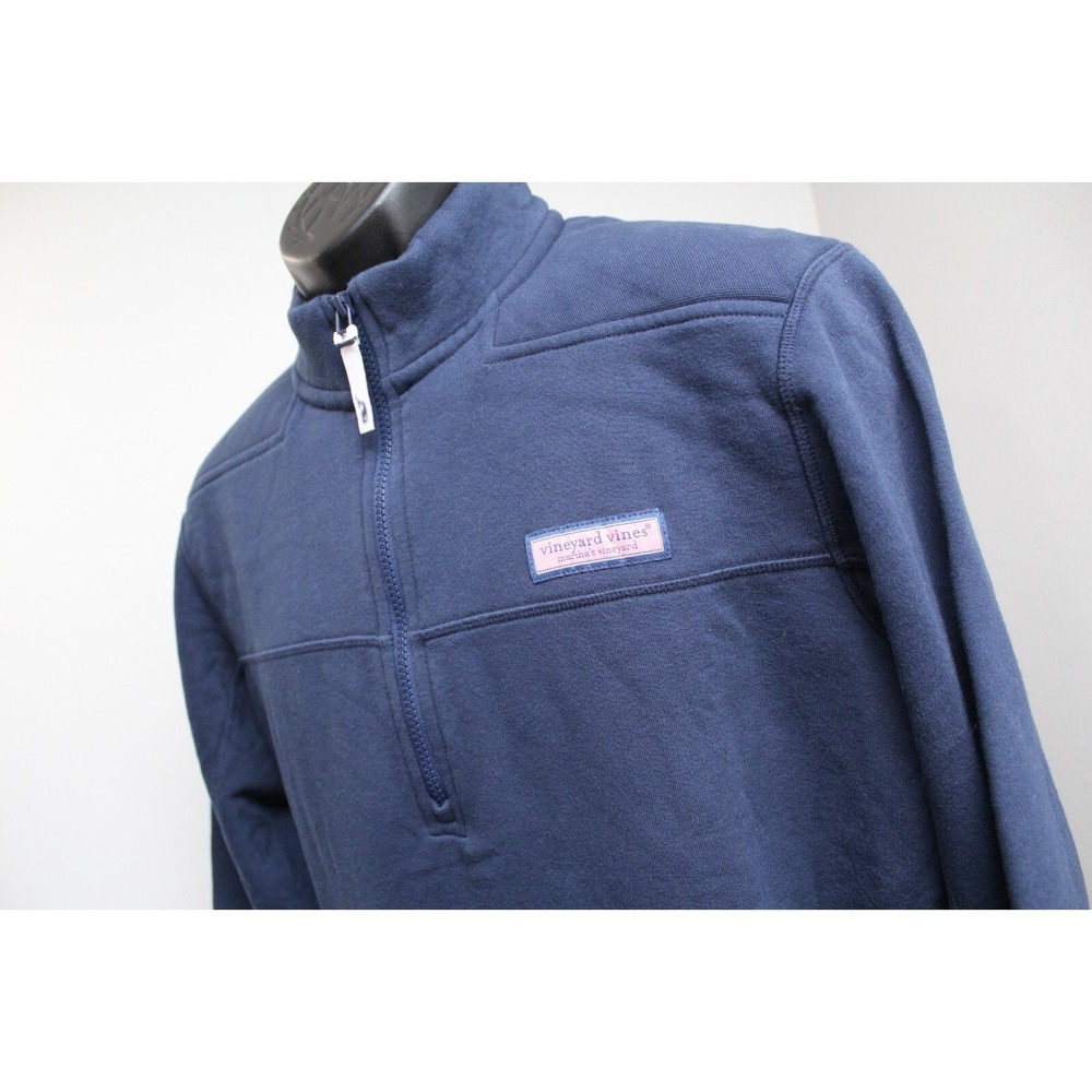 Vineyard Vines 1/4 Zip Pullover Blue Long Sleeve Padded Shoulders Mens Small